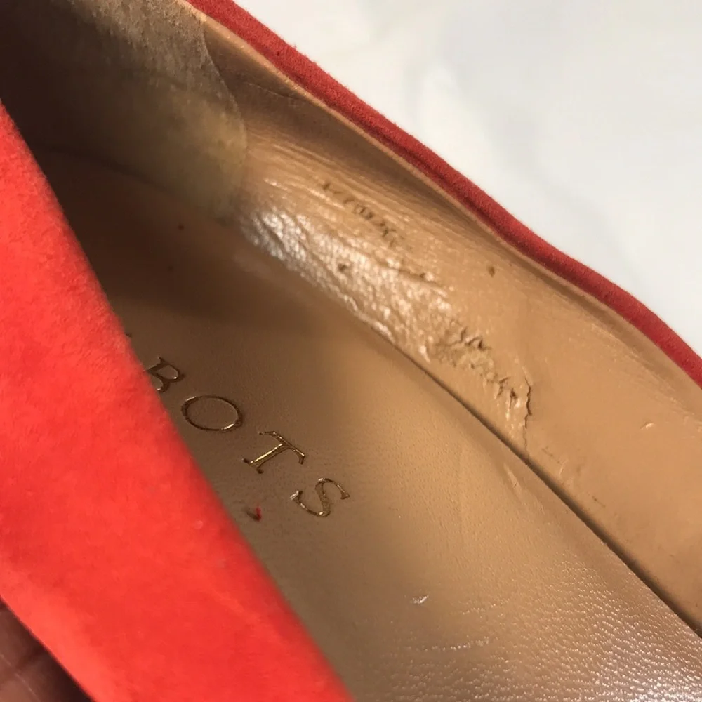 Talbots Danica Women’s Bow Accent Red Suede Slip On Kitten Heel Pointy Shoe Pump